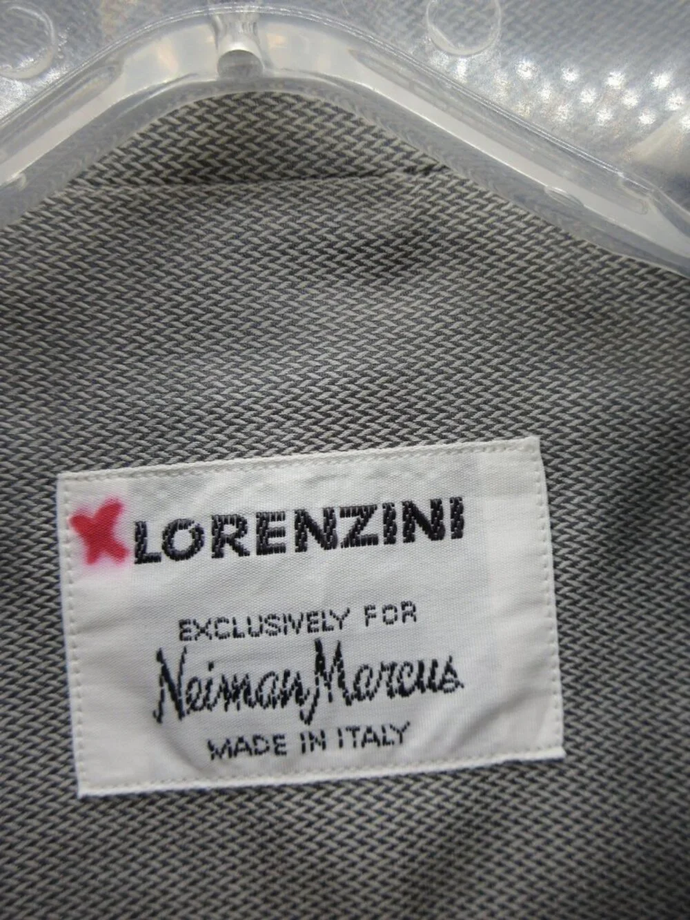 Lorenzini Shirt 17.5 L Neiman Marcus Micro Herringbone Italy VGT NEW
